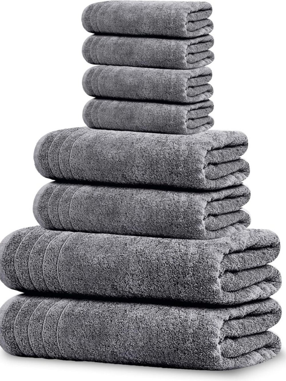 8-Piece Cotton Towel Set: 2 XL Bath, 2 Hand, 4 Washcloths, Quick-Dry, Super